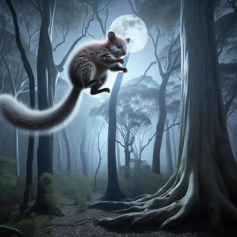 Visual representation of "glider" - A type of small animal that can glide from tree to tree.