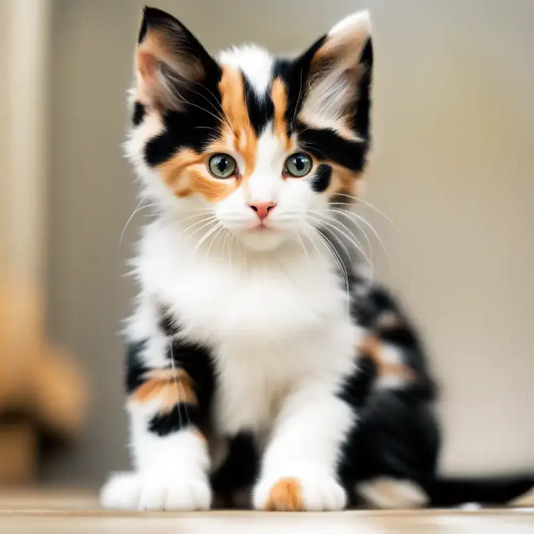 Visual representation of "calico" - Describing a cat with white, black, and orange fur.