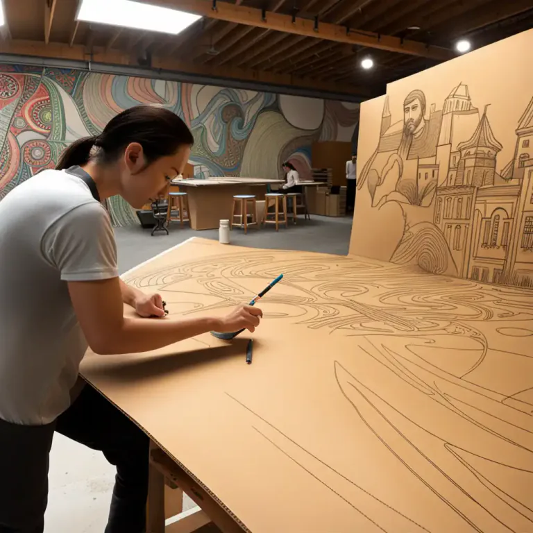 Visual representation of "carton" - A preliminary design or sketch, especially one drawn on cardboard