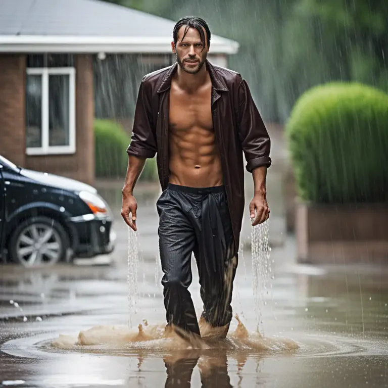 Visual representation of "wringing wet" - Very wet, soaked or drenched in water or sweat.