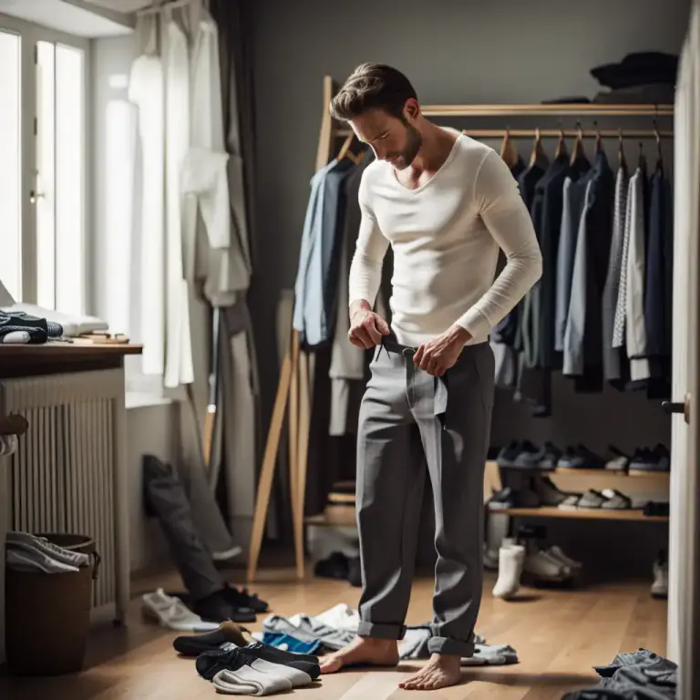 Visual representation of "go commando" - To not wear underwear.