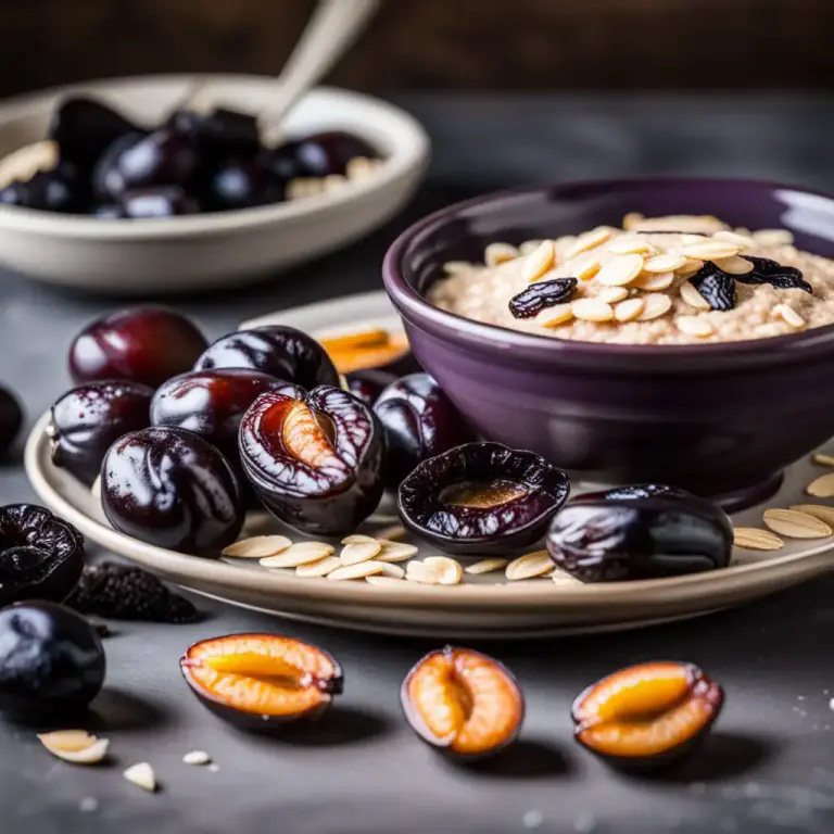 Visual representation of "prune" - A dried plum, usually of a variety that can be dried without fermenting