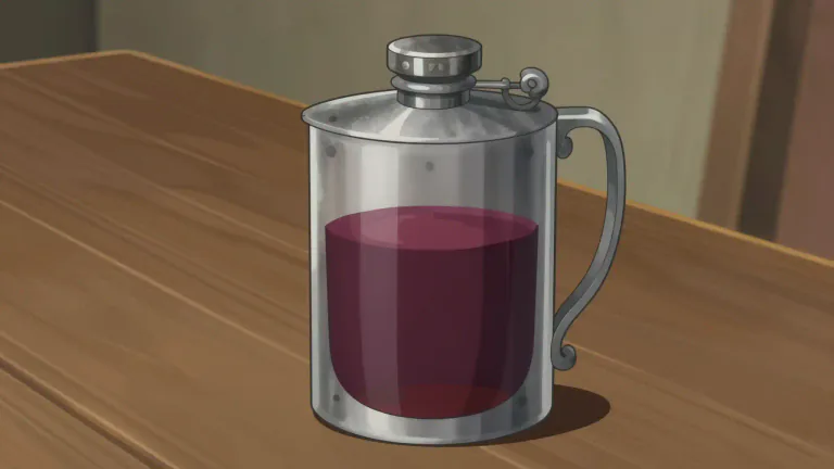 Visual representation of "flagon" - A container, often with a handle and a lid, used for storing and serving liquids such as wine or beer