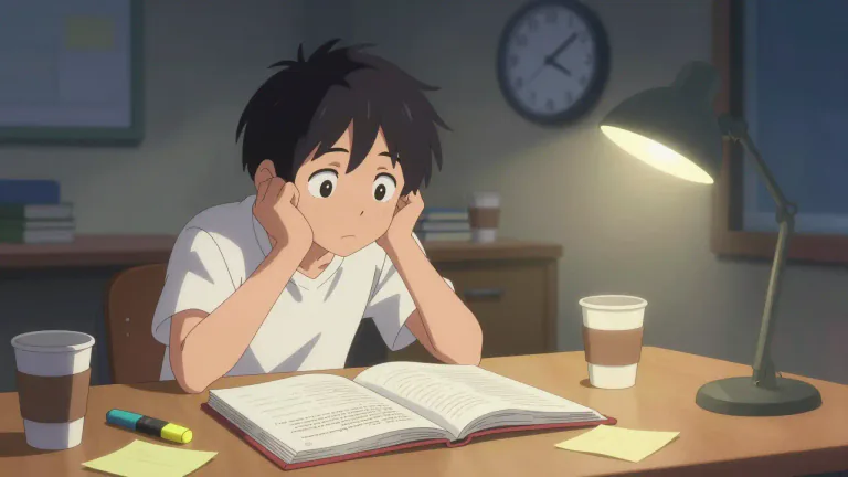 Visual representation of "crammer" - A student who is studying in a hurried, intense way for an upcoming test.