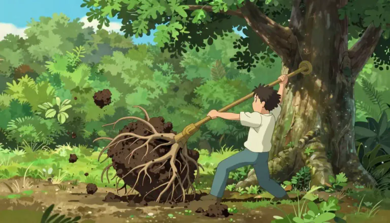 Visual representation of "uproot" - To pull out by the roots