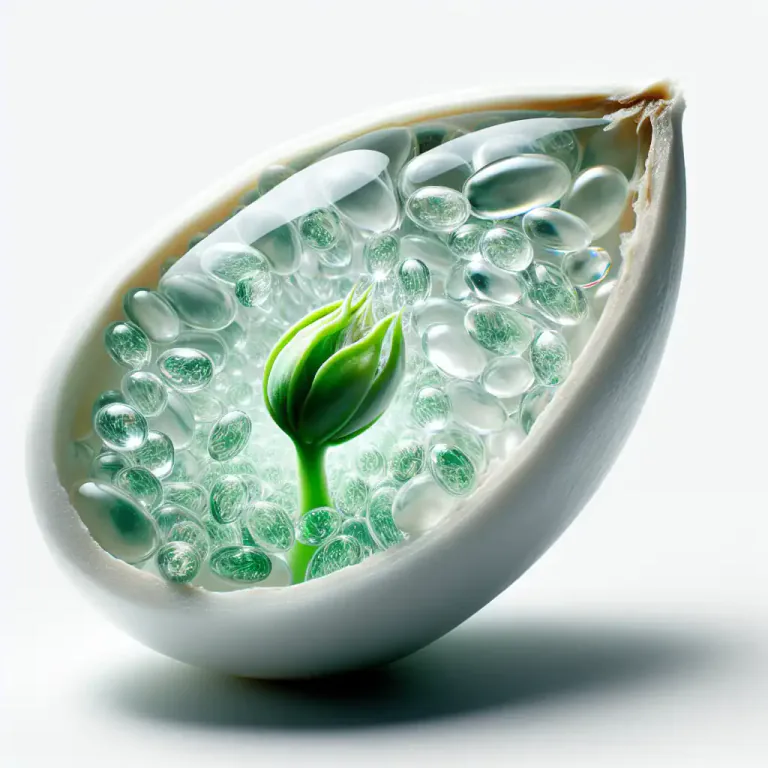 Visual representation of "albumen" - A liquid or semi-liquid substance inside a plant seed.