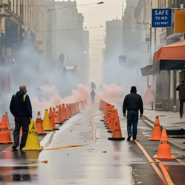 Visual representation of "cordon off" - To prevent people from moving into a certain space for safety reasons.