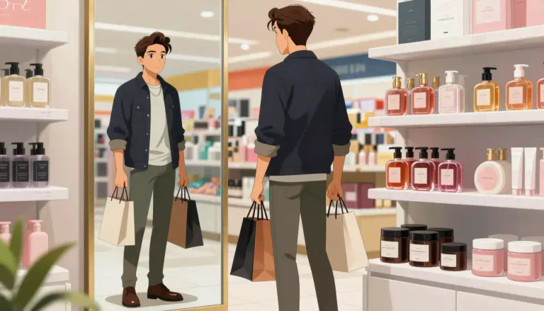 Visual representation of "metrosexual" - A man who spends a lot of time and money on his appearance and shopping