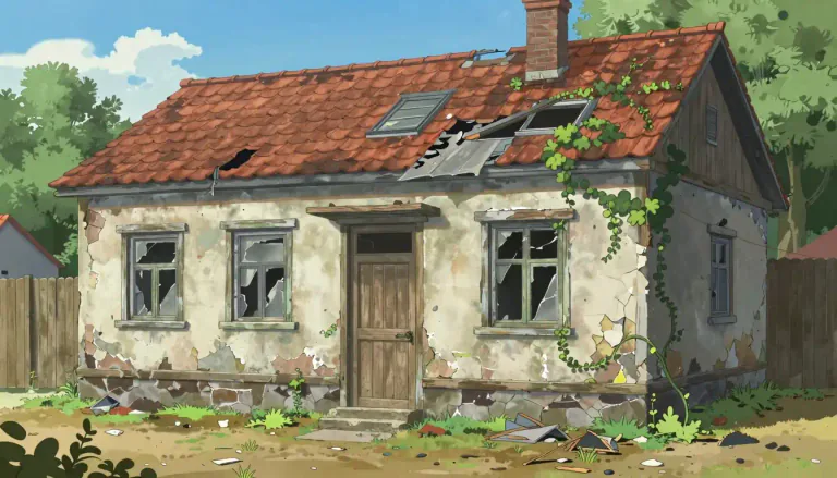 Visual representation of "shabbiness" - The state of being worn-out, old or dilapidated.