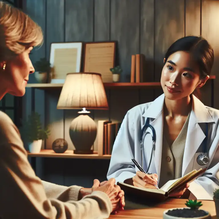 Visual representation of "psychiatrist" - A doctor who helps people with problems related to their behavior or how they feel about things.
