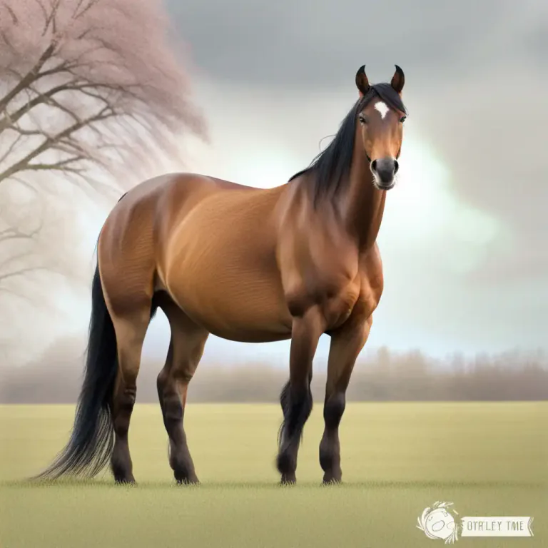 Visual representation of "in foal" - When a female horse or other similar animal is pregnant.