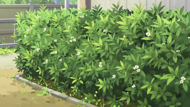 Visual representation of "privet" - A type of bush or small tree with small white flowers, usually used in hedges