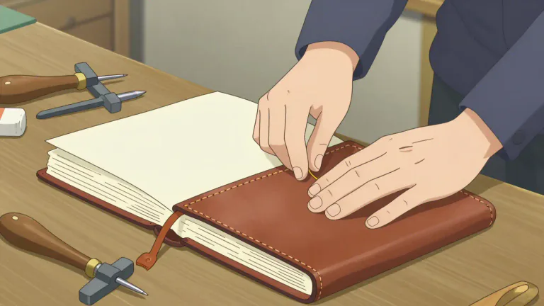 Visual representation of "bookbinding" - The activity of putting a cover on a book
