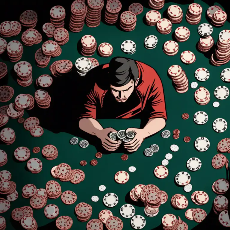 Visual representation of "break even" - In the game of poker, it refers to winning exactly as much money as you lost.