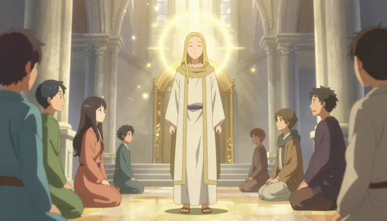Visual representation of "sainthood" - The state or condition of being a saint.