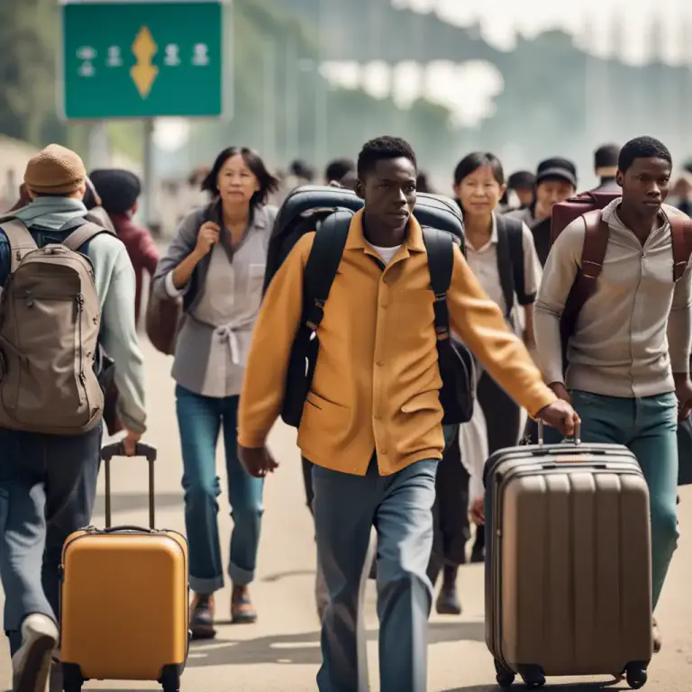 Visual representation of "pass into" - To go through something, such as a barrier or border