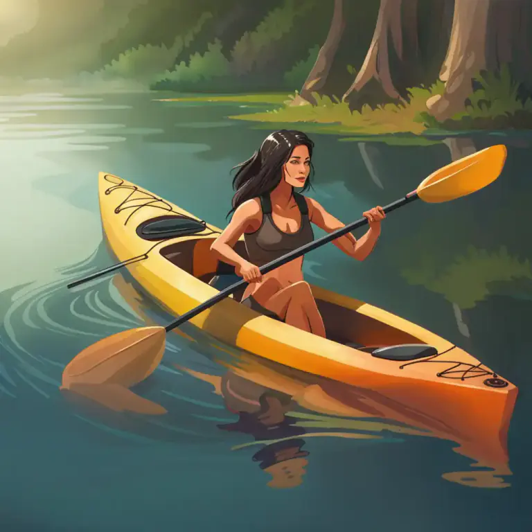 Visual representation of "paddle" - To use a paddle to move a boat.