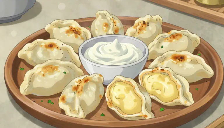 Visual representation of "pierogi" - Pierogi are a type of dumpling of Central and Eastern European origin, often filled with potatoes, cheese, or meat.