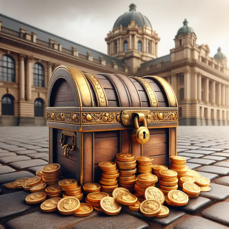 Visual representation of "coffer" - The funds or financial resources of a group or institution.