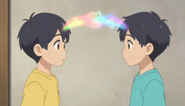 Visual representation of "telepathy" - Transfer of thoughts or feelings between two or more minds without using any known human sensory channels or physical interaction.