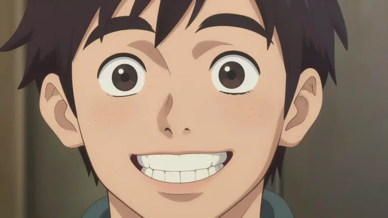 Visual representation of "grin" - A wide smile showing your teeth