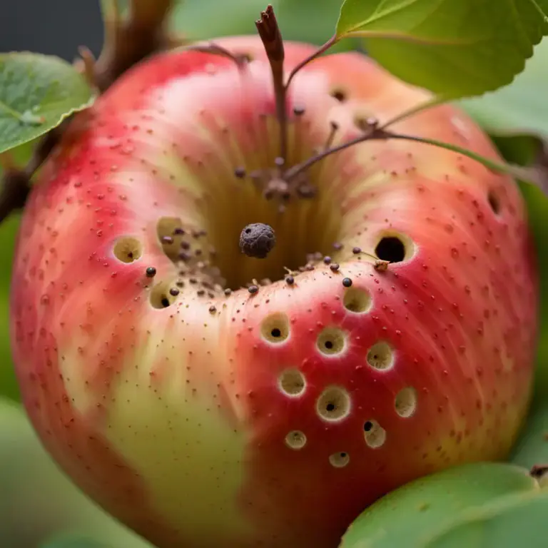 Visual representation of "wormhole" - A hole made by a worm or insect in wood, fruit, or other organic matter.