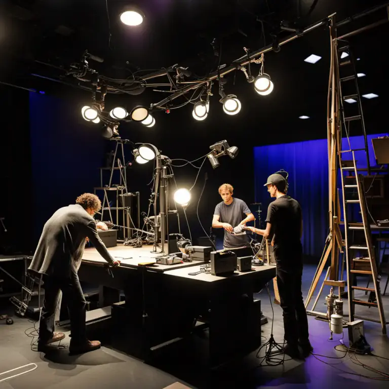 Visual representation of "backstage" - Related to activities that happen behind the scenes in a performance or event.