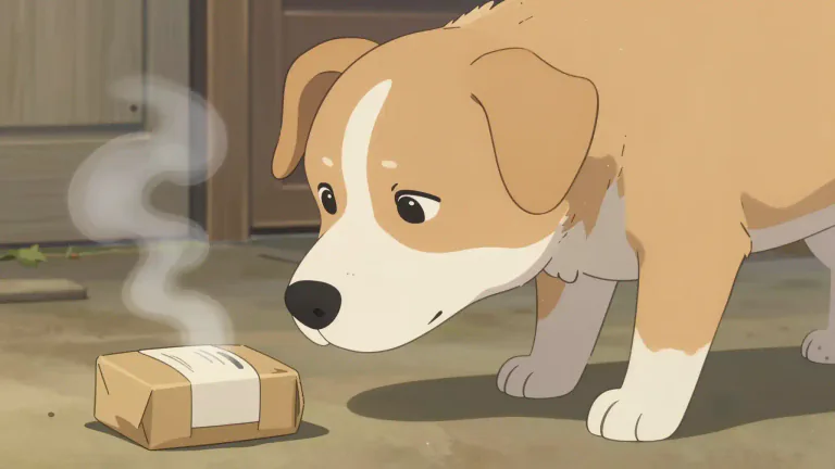 Visual representation of "sniff at" - To inhale the scent of something by drawing the air into the nose