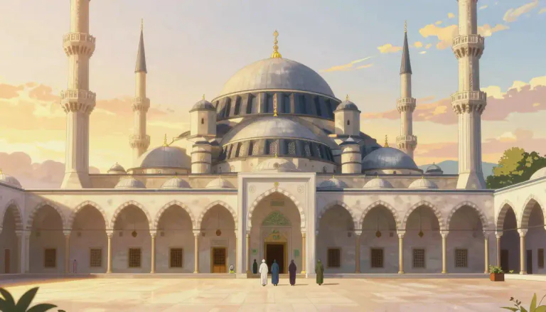 Visual representation of "mosque" - A building used by Muslims for religious services or prayer.
