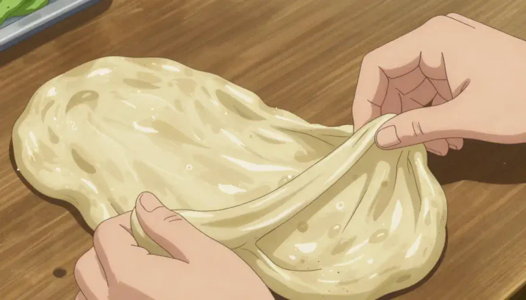 Visual representation of "glutinous" - Sticky, like glue.