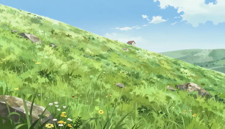 Visual representation of "hillside" - The side of a hill or a piece of ground that slopes.