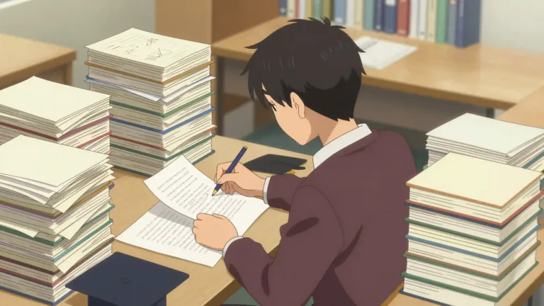 Visual representation of "thesis" - A long piece of writing based on original research and submitted as part of a university degree, especially a higher degree such as a Ph.D.