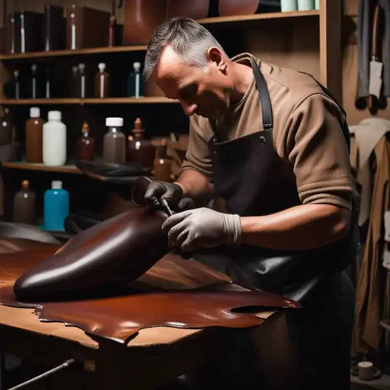 Visual representation of "tan" - The process of turning animal skin into leather using certain chemicals.