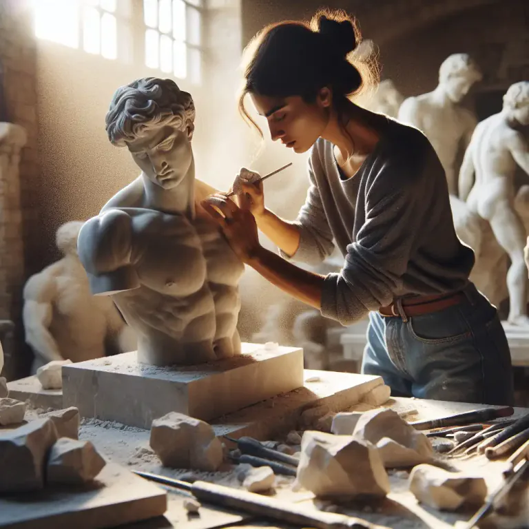 Visual representation of "sculptress" - A woman who makes sculptures
