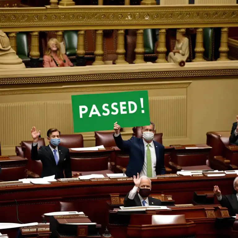 Visual representation of "sail through" - To pass a law or bill successfully