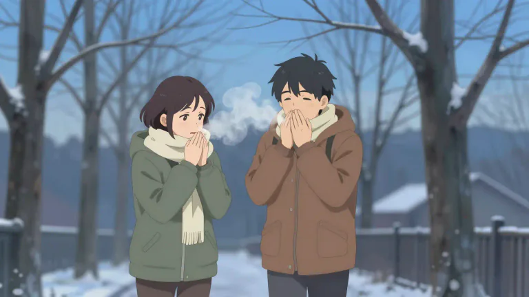 Visual representation of "nippy" - Being chilly or cold.