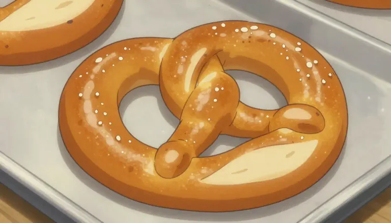 Visual representation of "pretzel" - A type of baked bread product made from dough, usually shaped into a twisted knot
