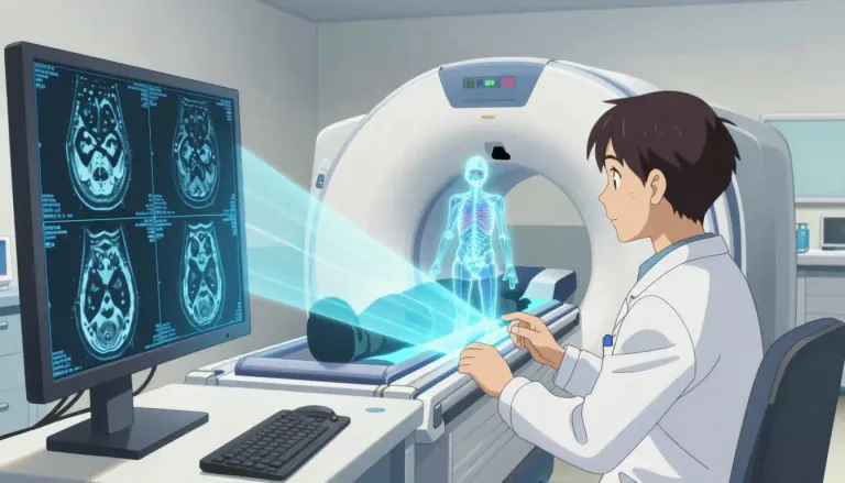 Visual representation of "radiologic" - Relating to or using radiation, especially in the diagnosis and treatment of diseases.