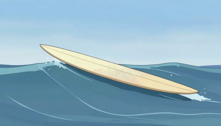 Visual representation of "surfboard" - A long, thin board used for riding on top of breaking waves in the sport of surfing
