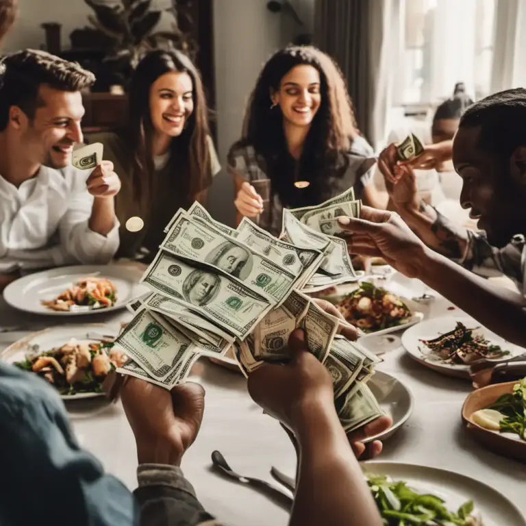 Visual representation of "pay up" - To pay for a shared cost