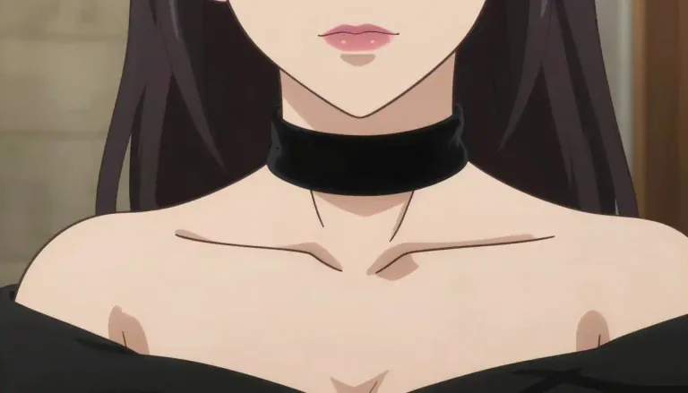 Visual representation of "choker" - A necklace that is worn tightly around the neck.