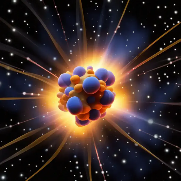 Visual representation of "fusion" - The process of making an atomic nucleus by combining smaller parts. This releases a large amount of energy.