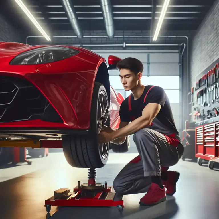 Visual representation of "alignment" - In cars and vehicles, the process of adjusting the angles of the wheels so they're in correct contact with the road.