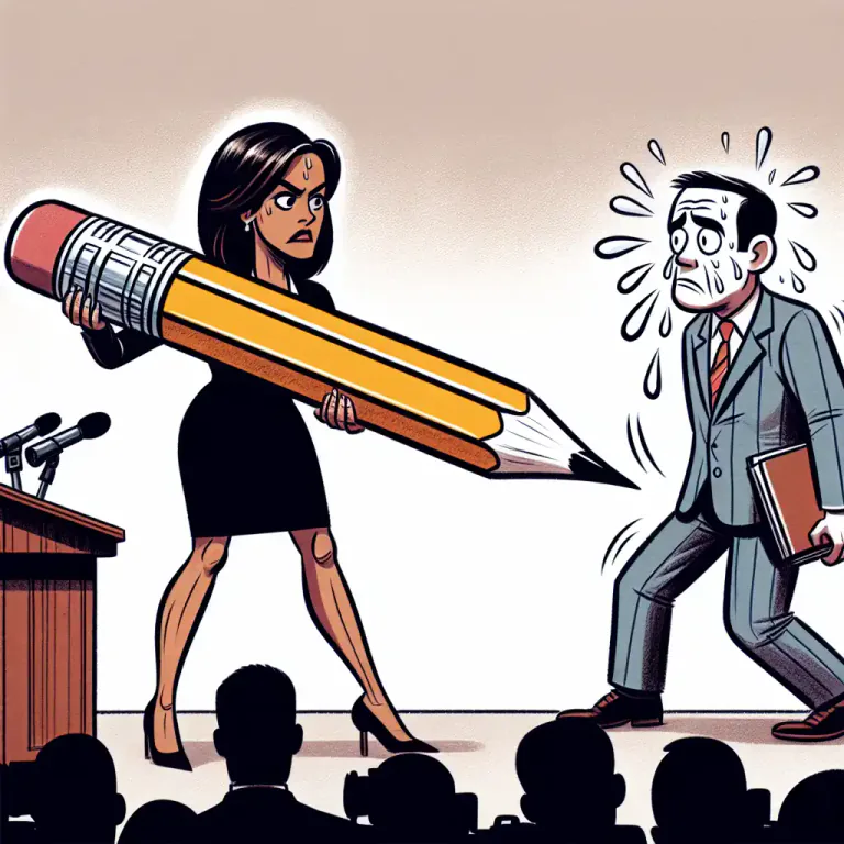 Visual representation of "skewer" - To criticize or ridicule sharply and mercilessly