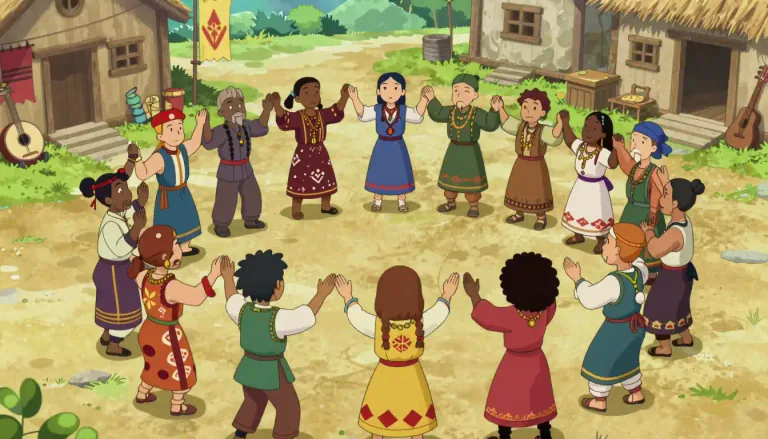 Visual representation of "ethnos" - A cultural or ethnic group sharing common identity, often linked by culture, language, or social customs.