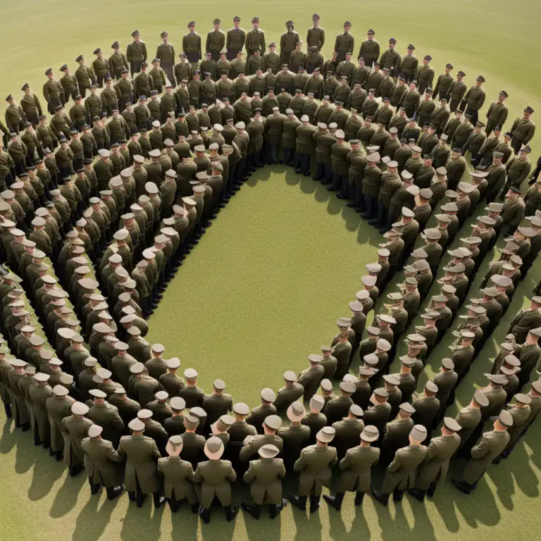 Visual representation of "wedge" - A formation of people or things in the shape of a wedge.