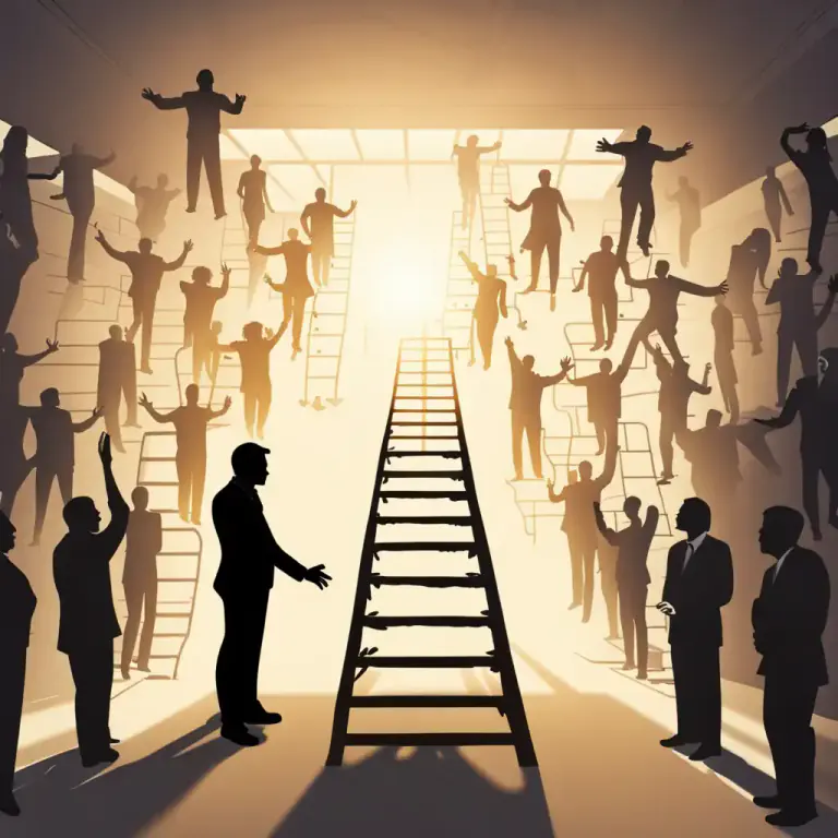 Visual representation of "have friends in high places" - To know influential or important people who can help you