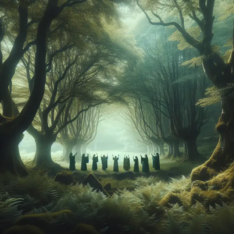 Visual representation of "grove" - In religious context, a small group of trees considered sacred and untouchable.