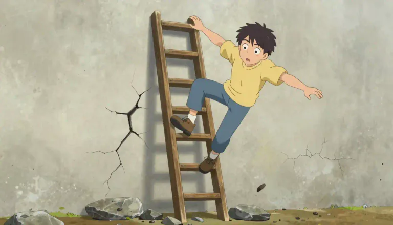 Visual representation of "precarious" - Not securely held or in position; dangerously likely to fall or collapse.