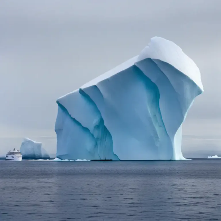 Visual representation of "calf" - A large floating piece of ice detached from an iceberg